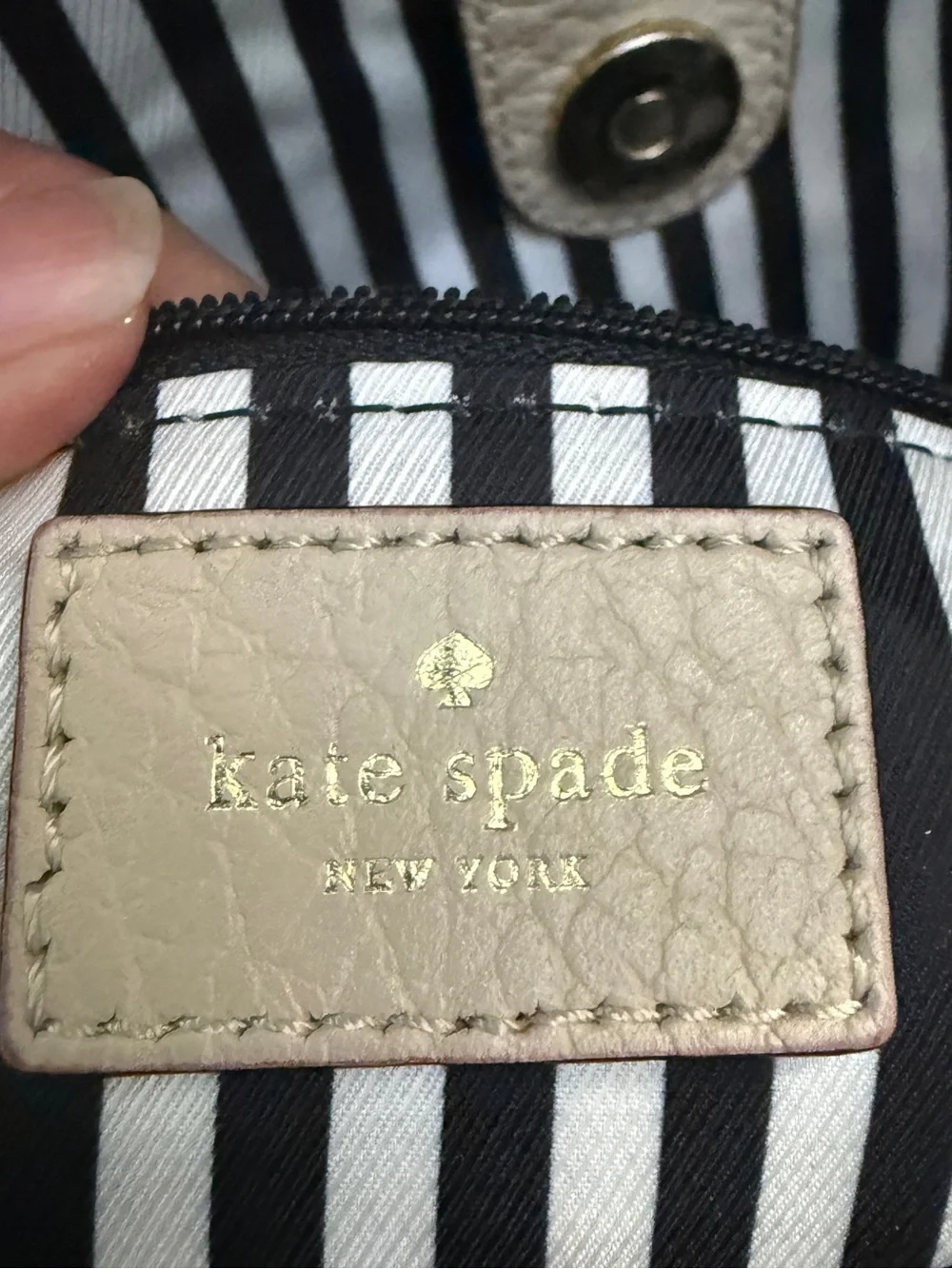 kate spade Cream and Black Leather Two-Tone Satchel with Tassel